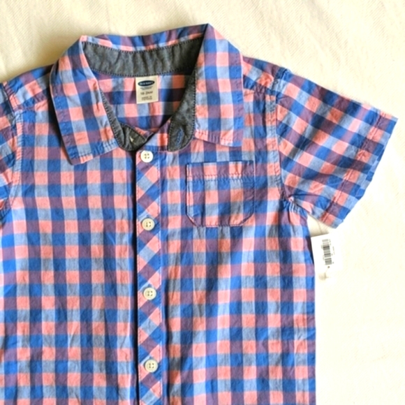 NEW old navy picnic gingham romper playsuit blue pink 24 months baby boy - Picture 2 of 6